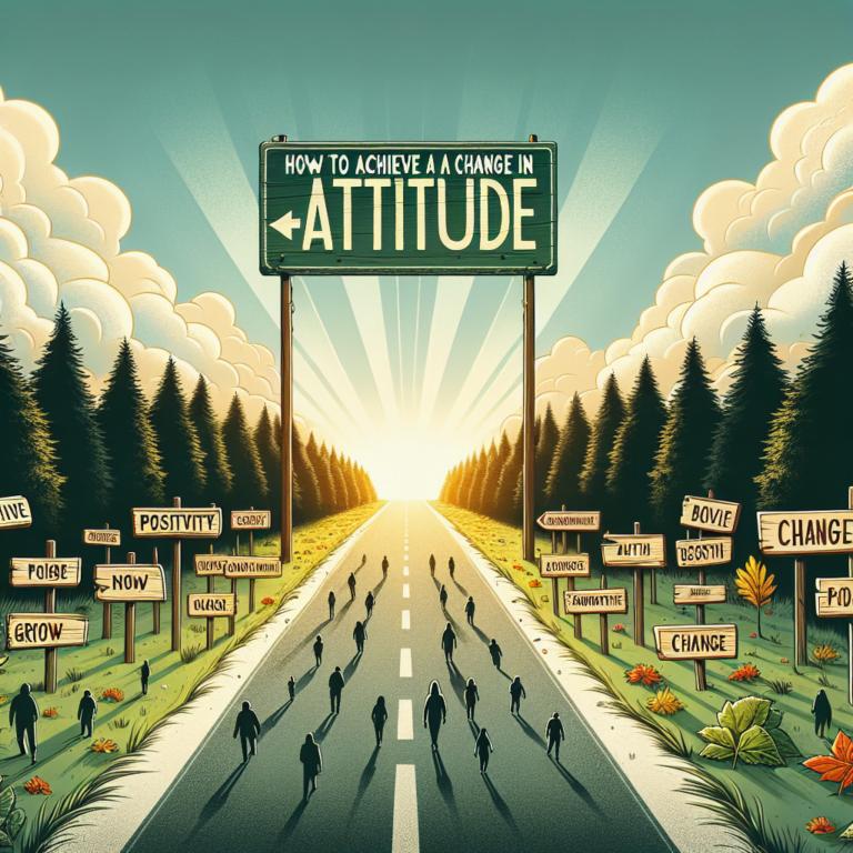 Cartel motivacional sobre cambio de actitud y personas caminando.