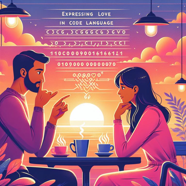 Pareja comunicándose con lenguaje de programación.