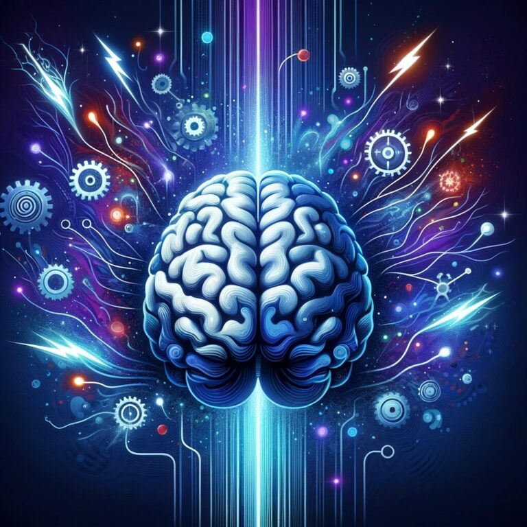 Cerebro digital con circuitos y luces.