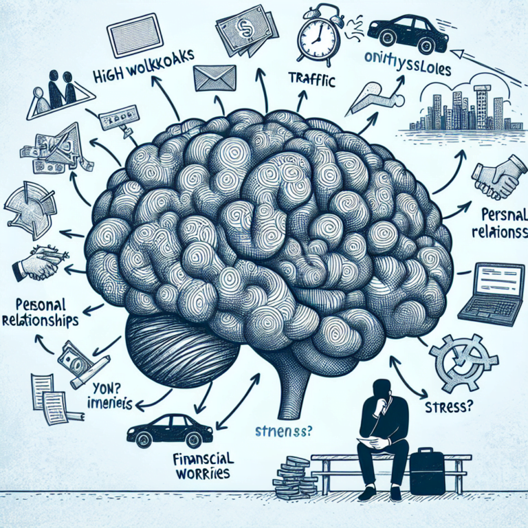 Ilustración de estrés y preocupaciones cotidianas.