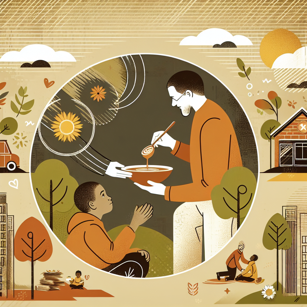 Ilustración solidaridad comunitaria y ayuda mutua.