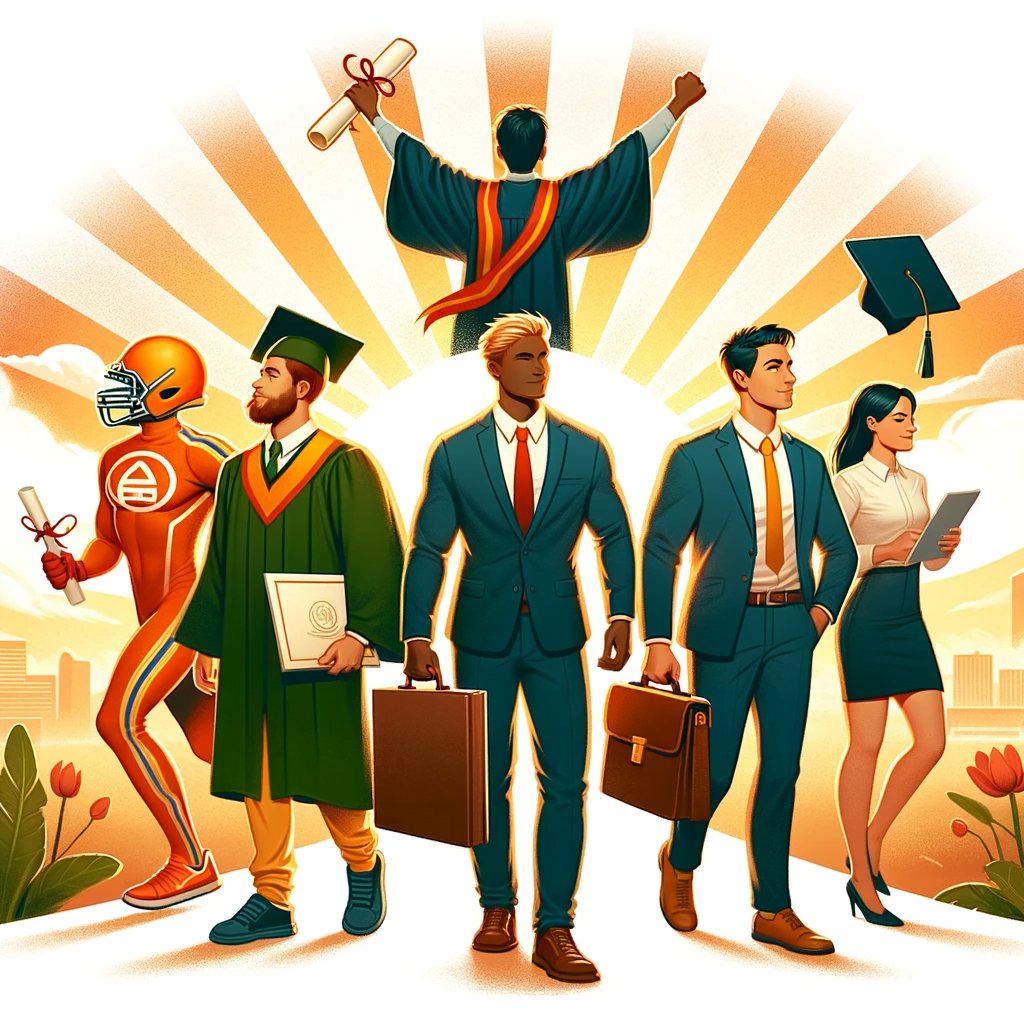 Ilustración de diversidad de carreras profesionales.