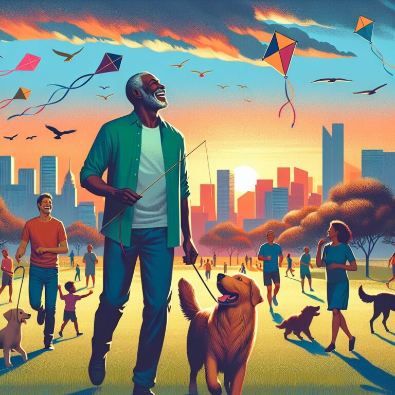 Gente disfrutando parque ciudad al atardecer.