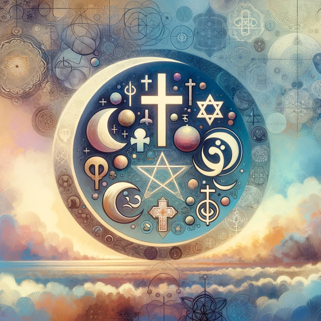 Ilustración de símbolos esotéricos y astrológicos.